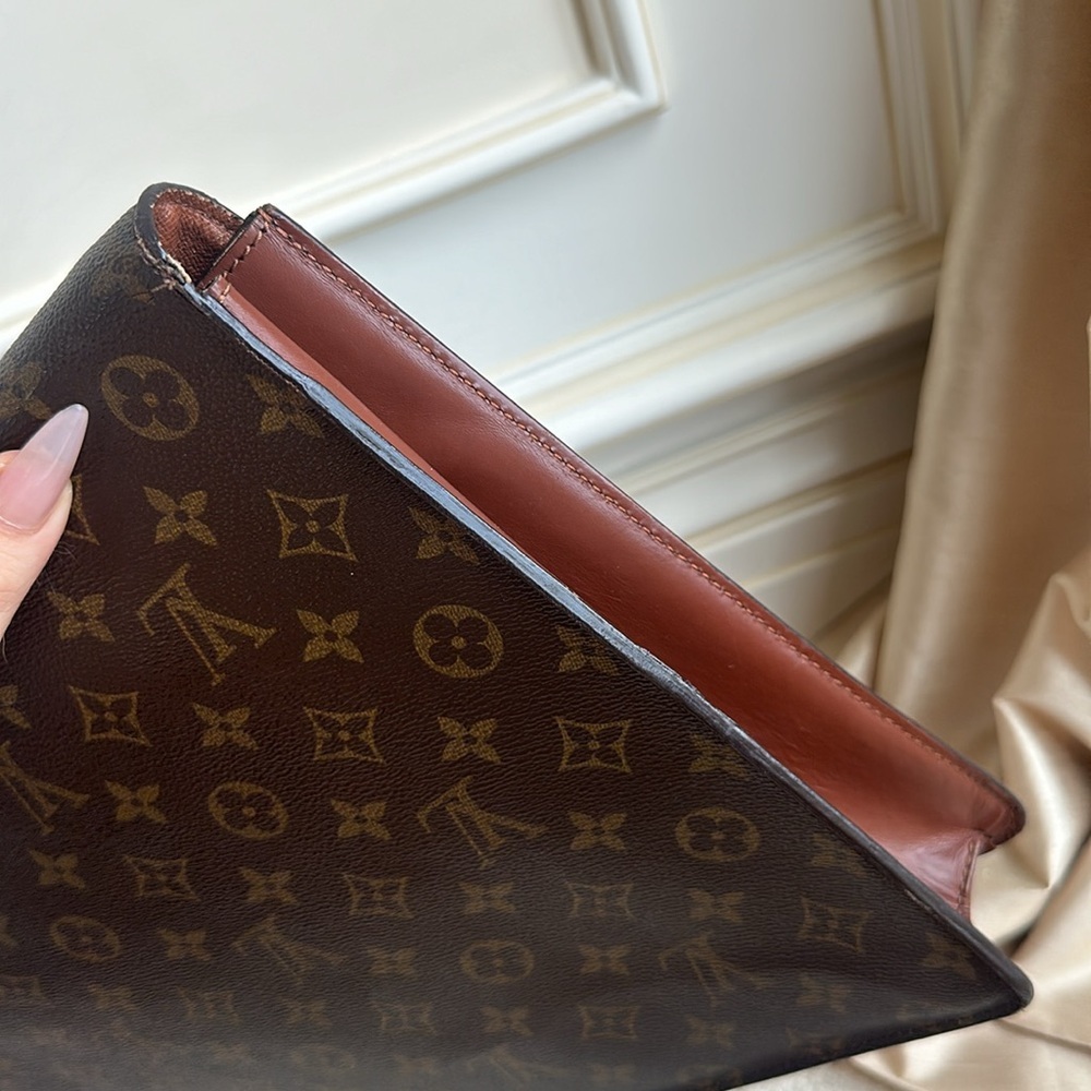 Louis Vuitton Monogram Brown Gold Briefcase Bag Office Business Professional - Picture 5 of 9